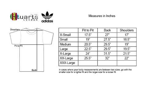 Adidas t-shirt size chart